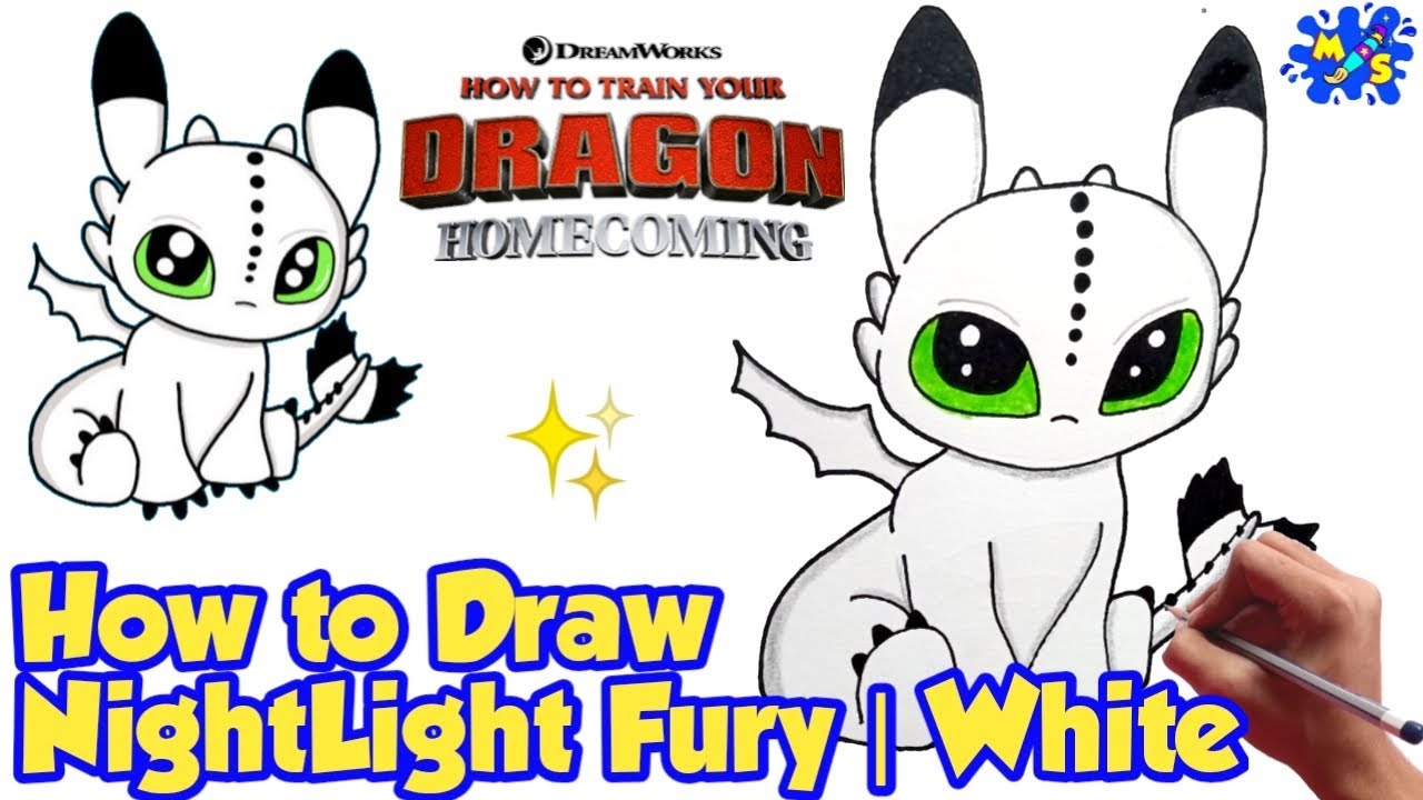 How To Draw Night Light Fury Pouncer How To Train Your Dragon Easy Step By Step Drawing Youtube