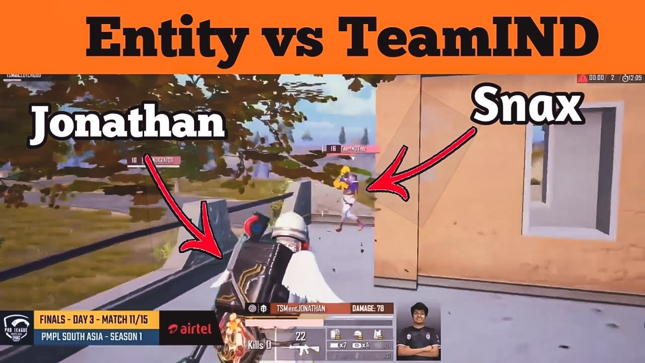 Entity vs TeamIND In PMPL Finals | Jonathan vs Snax | Jonathan Gaming ...
