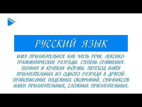 10 класс - Русский язык - Имя прилагательное. Лексико-грамматические разряды. Степени сравнения