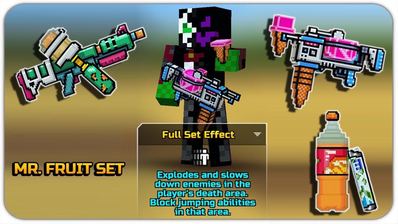 Pixel Gun 3D - Mr. Fruit Set (Orange Killer & Ice Cream Thrower & Soda + Pop) 2020