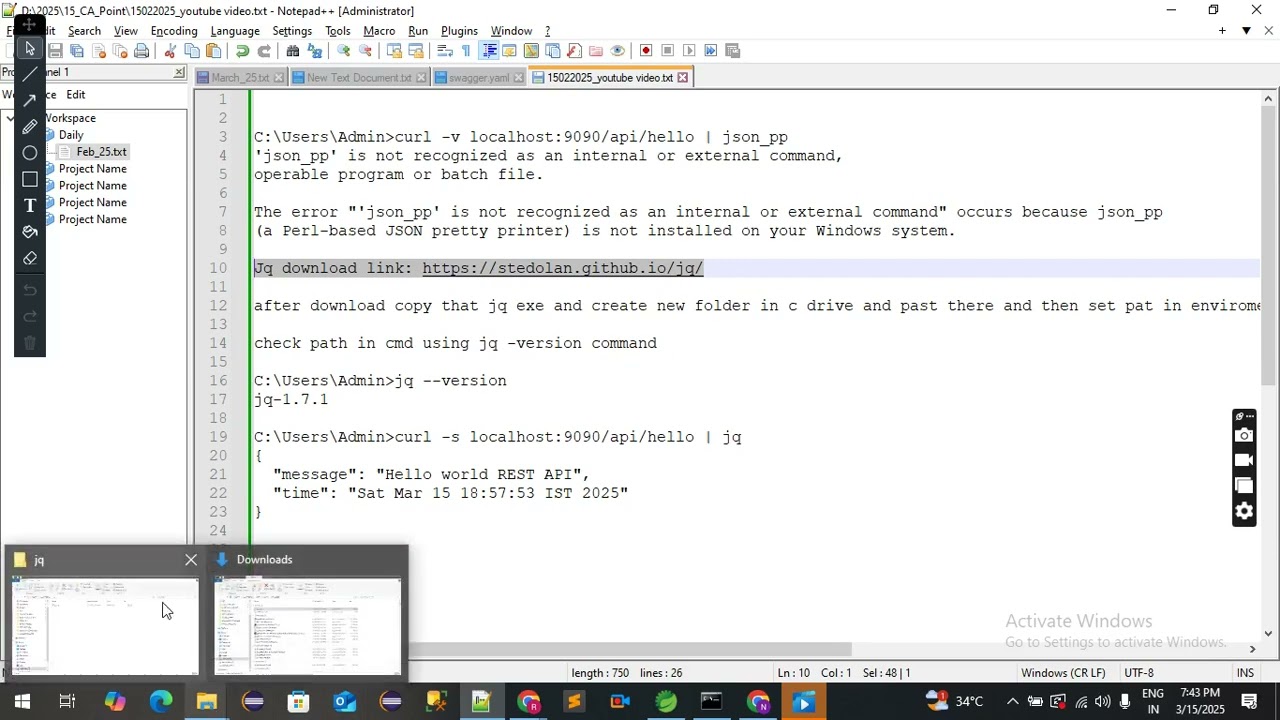 How to install JQ command-line JSON processor on windows.