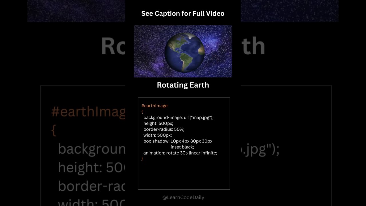 Rotating Earth Using HTML and CSS || Step by Step Latest Tutorial #shorts #tutorial #viral #video