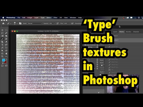 Photoshop tutorial : brush texture and type (add type via brush strokes) in Photoshop