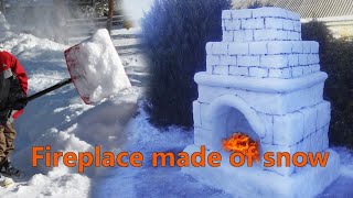 A garden fireplace made of snow I made it myself out of snow