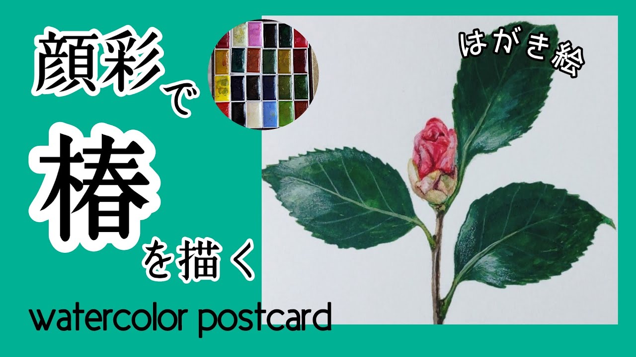 顔彩の使い方】椿の花（一子侘助）【イラストメイキング】 - YouTube