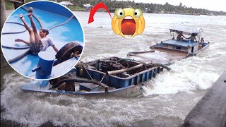 [671] The man was hit by a car tire and fell dangerously on the barge passing through the dam's gate