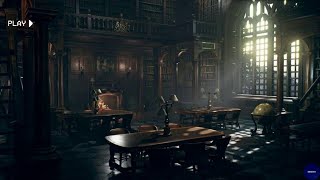 Dark Classical Academia - You’re studying in a large library at midnight 🕯️