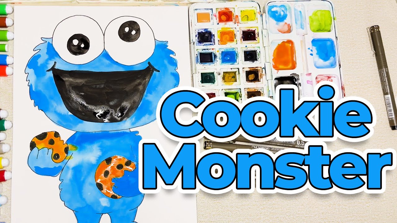 How to Draw and Color Cookie Monster from the Muppets Show - YouTube