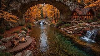 Quiet Autumn Morning by the Riverside 🍁 Soft Piano & Crackling Campfire for Reading and Relaxation screenshot 4