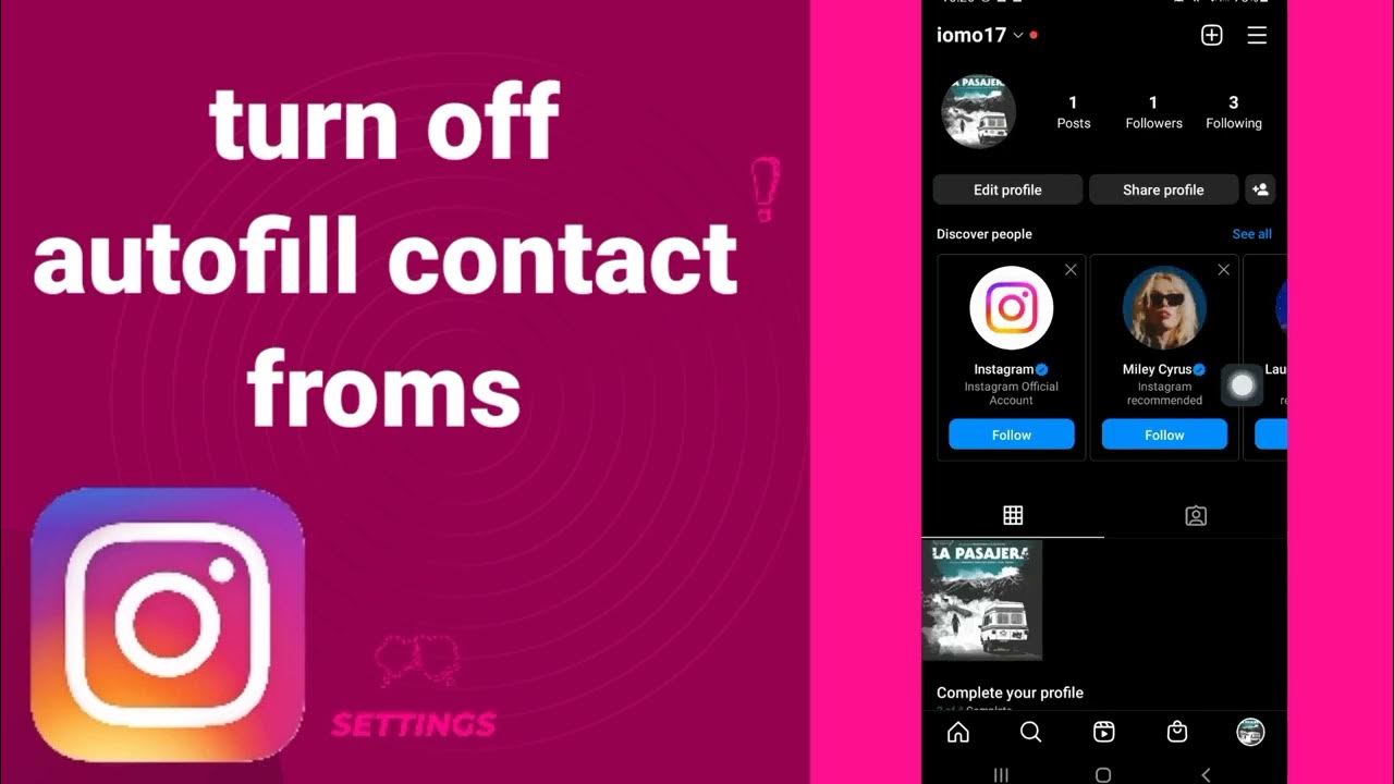 How to turn off autofill contact froms on instagram youtube