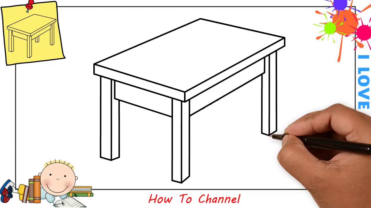 How To Draw A Table Easy Step By Step For Kids