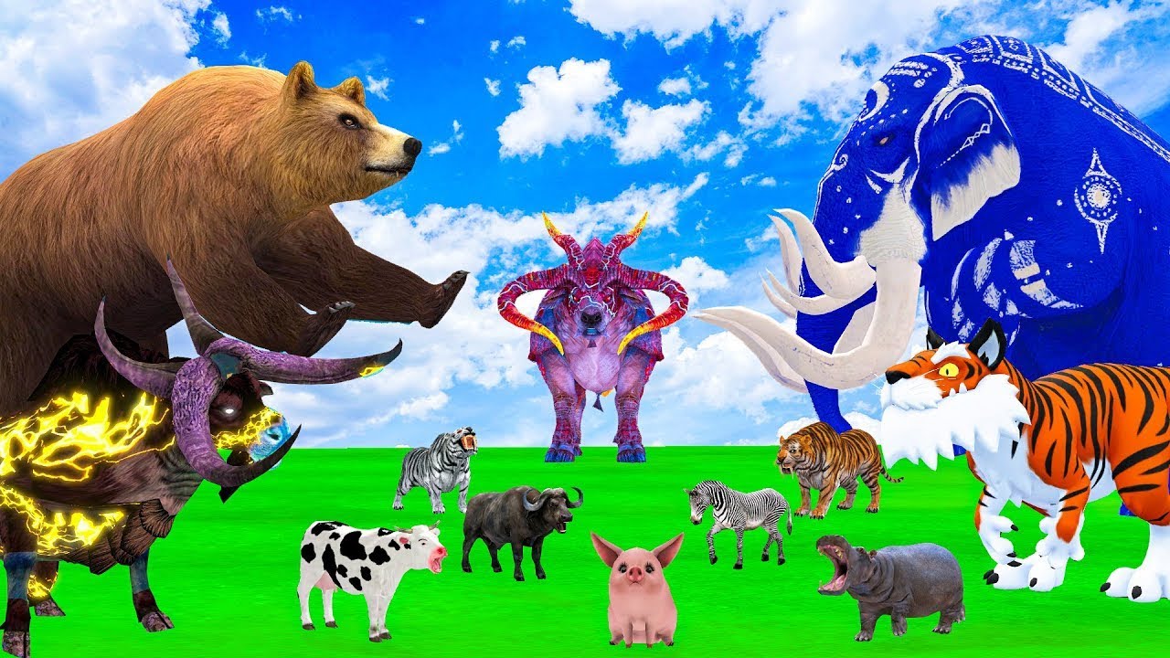 The final battle: 44 species of wild animals against a giant T-REX! The mammoth's fight for victory