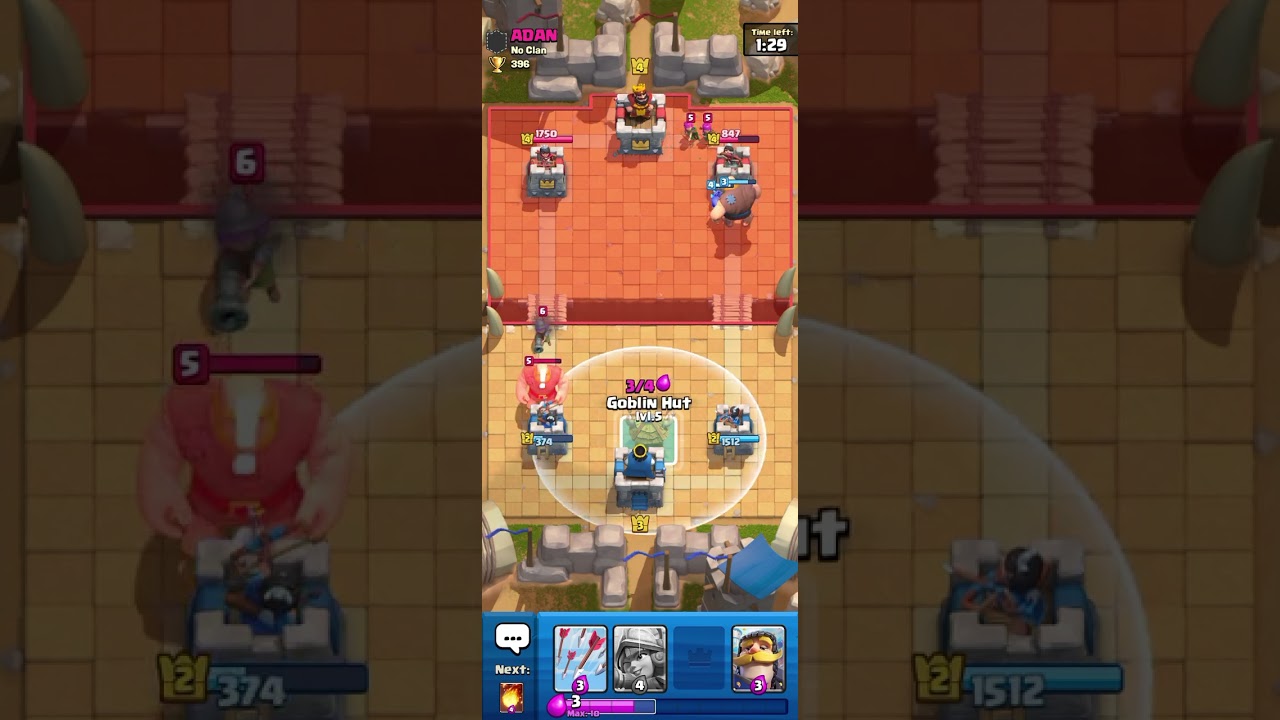 Clash Royale Regular Arena 2 "Bone Pit" duel gameplay 