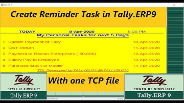 Create Task Reminder List in Tally.erp9 | How to create task list in Tally ?