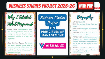 Principles Of Management Project On Vishal Mega Mart For Class 12th CBSE 2025-26