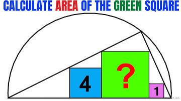 Find area of the Green Square | 3 squares in a triangle and semicircle | Important skills explained