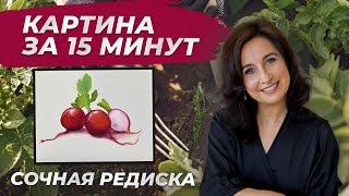 Как посадить редиску? Картина за 15 минут, - Сочная редиска. Пишем маслом