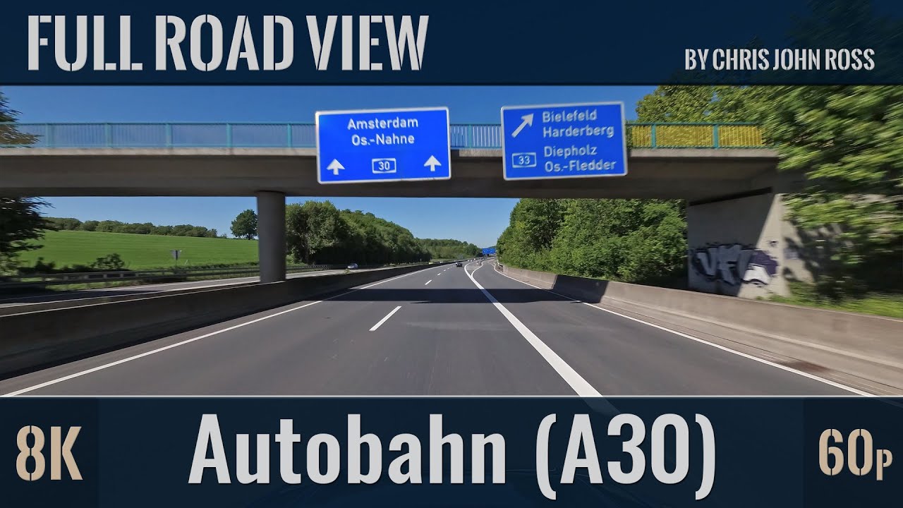 Autobahn (A30, A31), Germany: Bruchmühlen - Melle - Osnabrück - Ibbenbüren - Rheine - Emsbüren - 8K