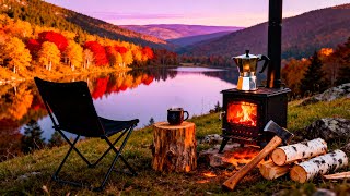 Cozy Autumn Evening by the Lake 🍁 Crackling Fire & Relaxing Ambience