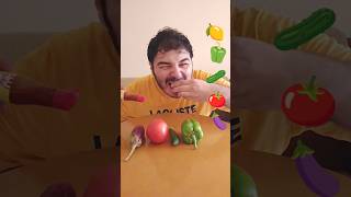 تجربة أكل الخضروات مع الشطة  ايموجي #eating #vegetables #emoji #spicy