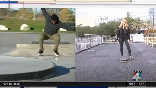 Victor Williams gives WJXT's Corley Peel Live Skateboarding lesson