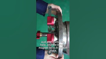 Quickly pop self-aligning pin heads onto some flange holes and level with built-in bubble vial