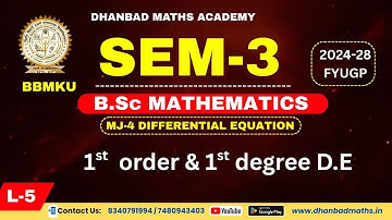 BBMKU SEM-3 L-5 MJ-4 DIFFERENTIAL EQUATION |1st ORDER & 1st DEGREE D.E | B.Sc MATHEMATICS