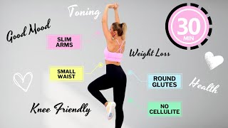 🔥30 Min Standing Workout For Weight Loss & Toning🔥No Equipment🔥No Squats🔥No Lunges🔥Super Sweaty🔥