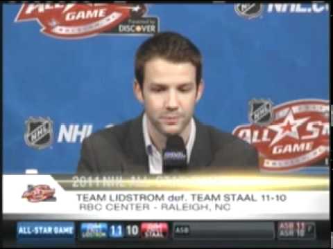 Jeff Skinner, Eric Staal, Cam Ward - Conference - ...