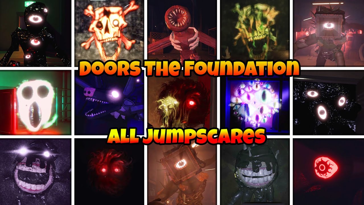 DOORS THE FOUNDATION - ALL JUMPSCARES & ALL BOSSES SCENES - YouTube