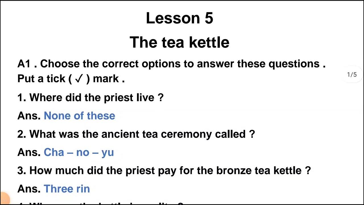 the tea kettle class 8 question answer exercise solution of new image next chapter 5 YouTube