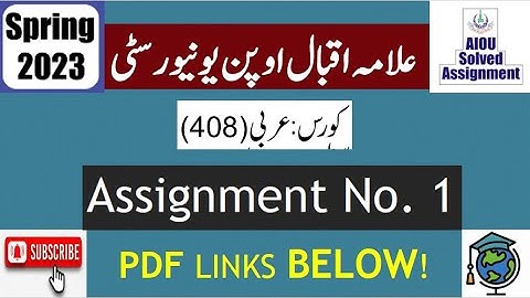 ⏩ AIOU Code 408 Solved Assignment No.1 Spring 2023 || Subject: Arabic || Level: BA/B.Com