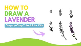 🌿 How to Draw Lavender – Easy Step-by-Step Tutorial for Kids & Beginners! 🎨