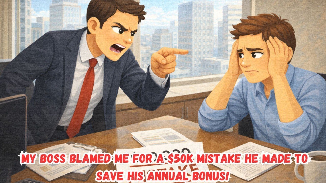 Мой начальник обвинил меня в ошибке, которую он допустил, пытаясь сохранить свою годовую премию, ...