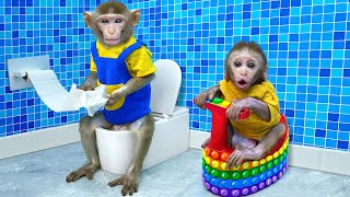 KiKi Monkey obedient help dad take naughty baby go to toilet - Best Compilation | KUDO ANIMAL KIKI