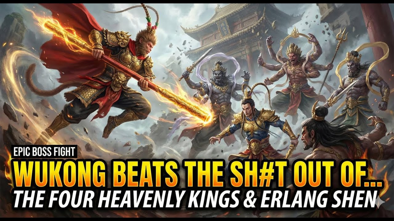 Wukong Beats the sh#t out of The Four Heavenly Kings and Erlang Shen full | Black Myth: Wukong