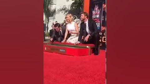 Jennifer, Josh, and Liam at the Hand & Footprint Ceremony @ChineseTheatres #MockingjayPart2