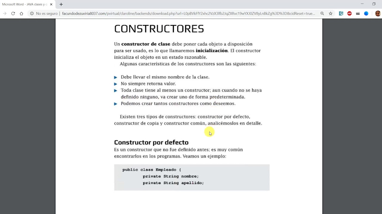 26 JAVA Clases y objetos parte 2 resumen video 1 Constructores - YouTube