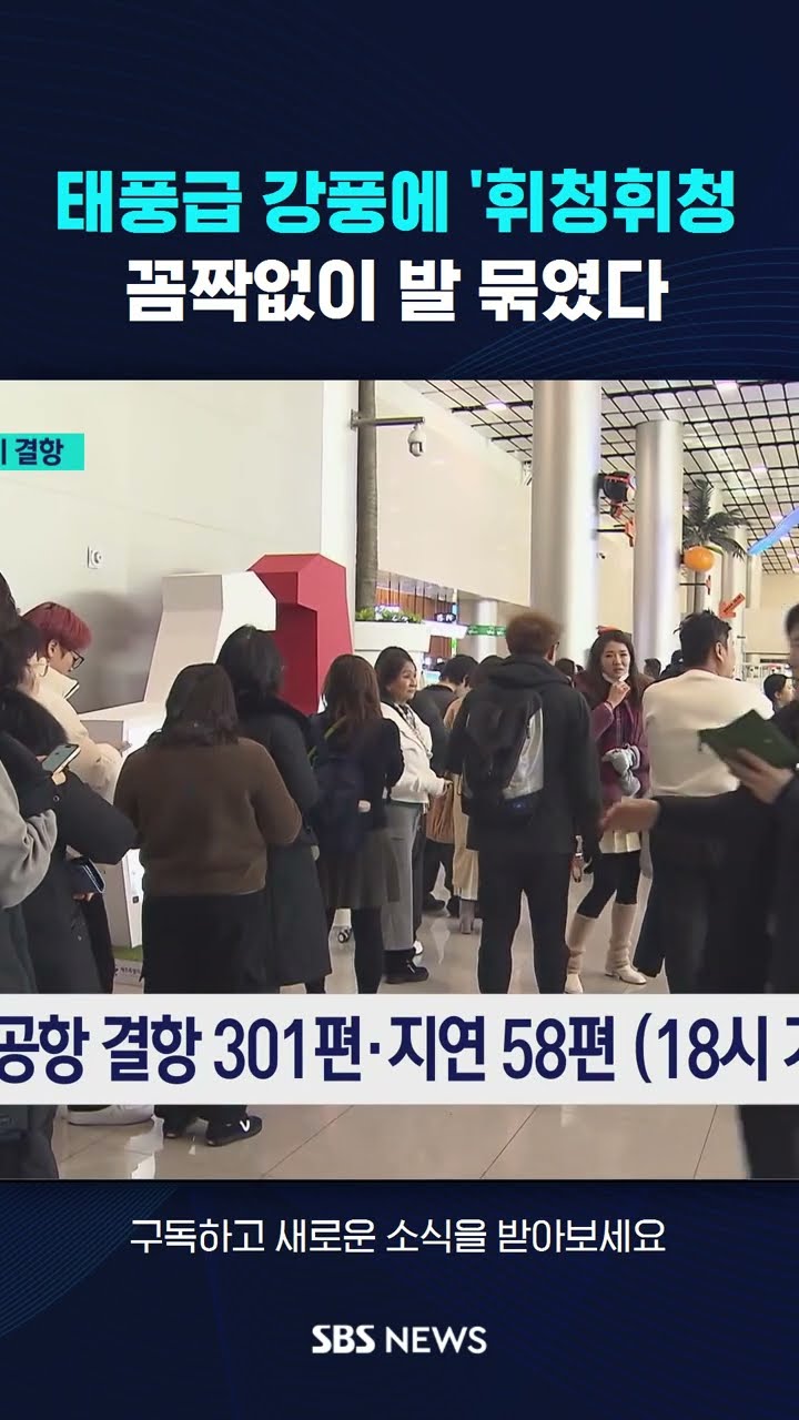 태풍급 강풍에 '휘청휘청'…꼼짝없이 발 묶였다 #shorts
