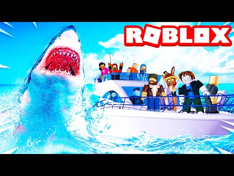 unspeakable playing roblox shark bite