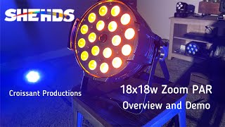 SHEHDS 18x18w RGBWA+UV Zoom PAR Light | Overview and Demo