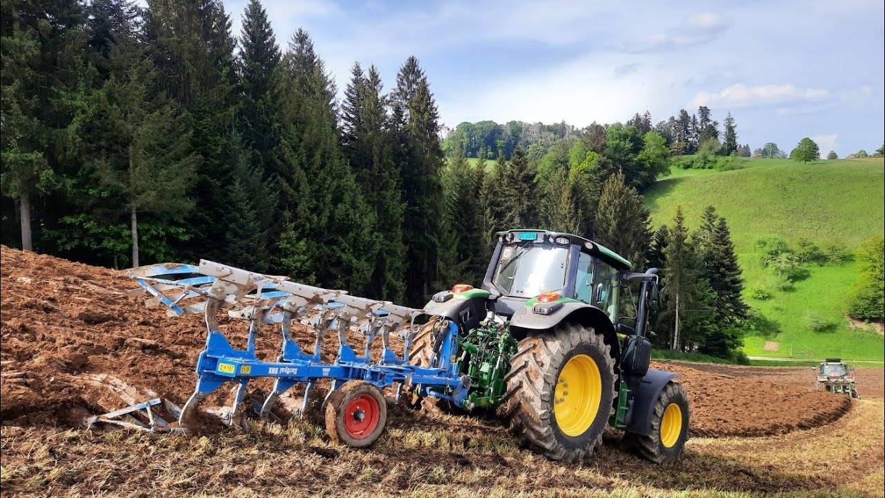 Flachlandpflügen am Berg | John Deere 6140M | Lemken Juwel 6