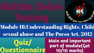 Nishtha Module 18 main quiz/questionnaire for english medium teachers||Get 10/10 marks||