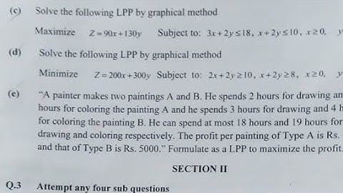 Q2a Linear programmingMaths Paper Solution 2023 Mumbai University IDOL 5 marks  fy bcom  maths sem 1