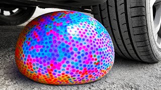 Crushing Experiments ! &Car vs Crunchy Rainbow Giant Sline Balloons & Soft Things By Car screenshot 3
