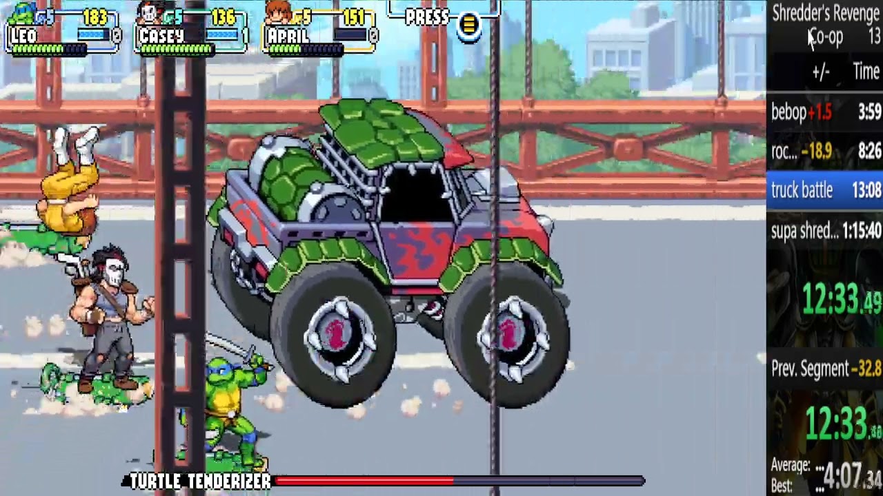 TMNT: Shredders Revenge Speedrun Chill 3 Player(