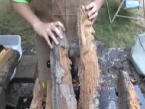 Carve a wood spirit with a profile face - YouTube