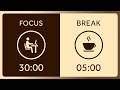 30/5 Pomodoro Timer 6h with Brown Noise | Study with Me | Focus & Productivity