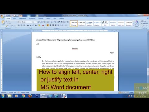 How To align left, center, right or justify text in MS Word document