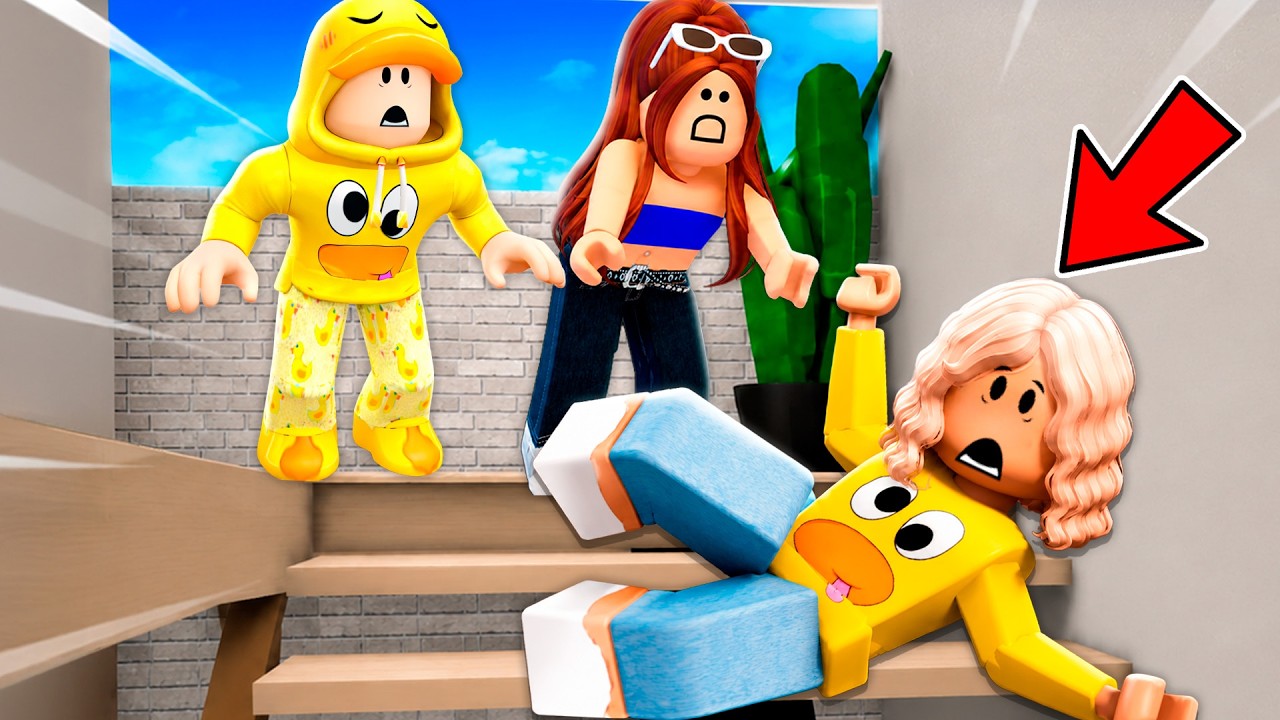 MAMÁ PATO se CAYÓ por las ESCALERAS en Brookhaven Roblox!!